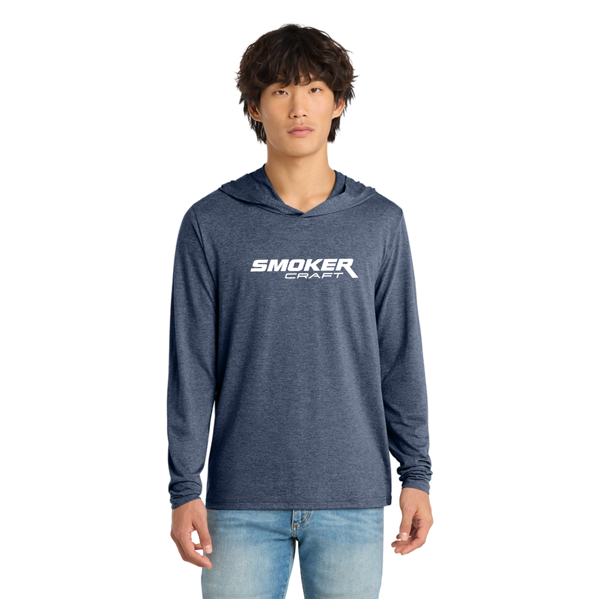 Smoker Craft Logo Tri Hooded Long Sleeve - Navy Frost