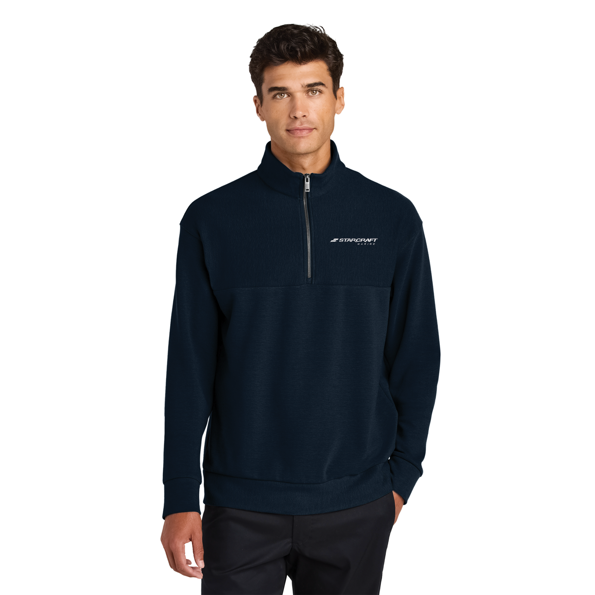 Mercer+Mettle Linear Texture 1/4 Zip - Navy