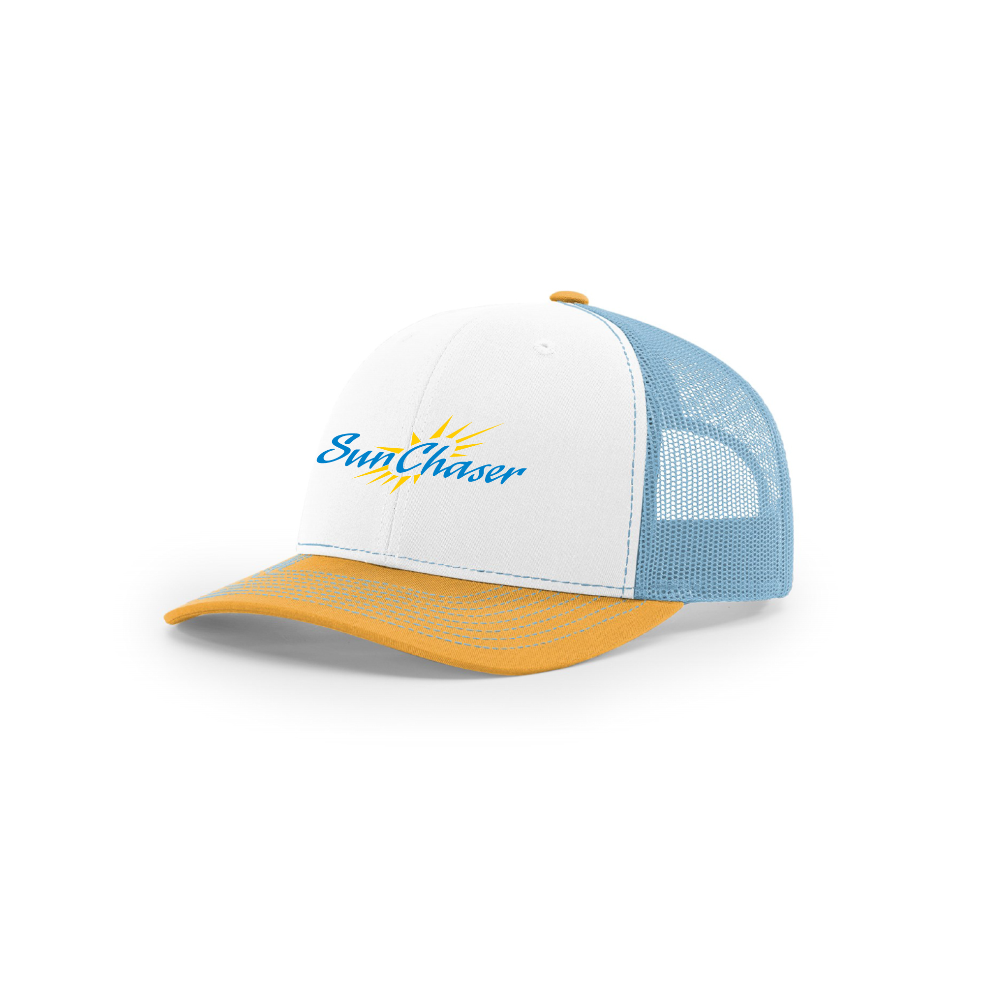 Sunchaser Trucker Cap - White / Columbia Blue / Yellow