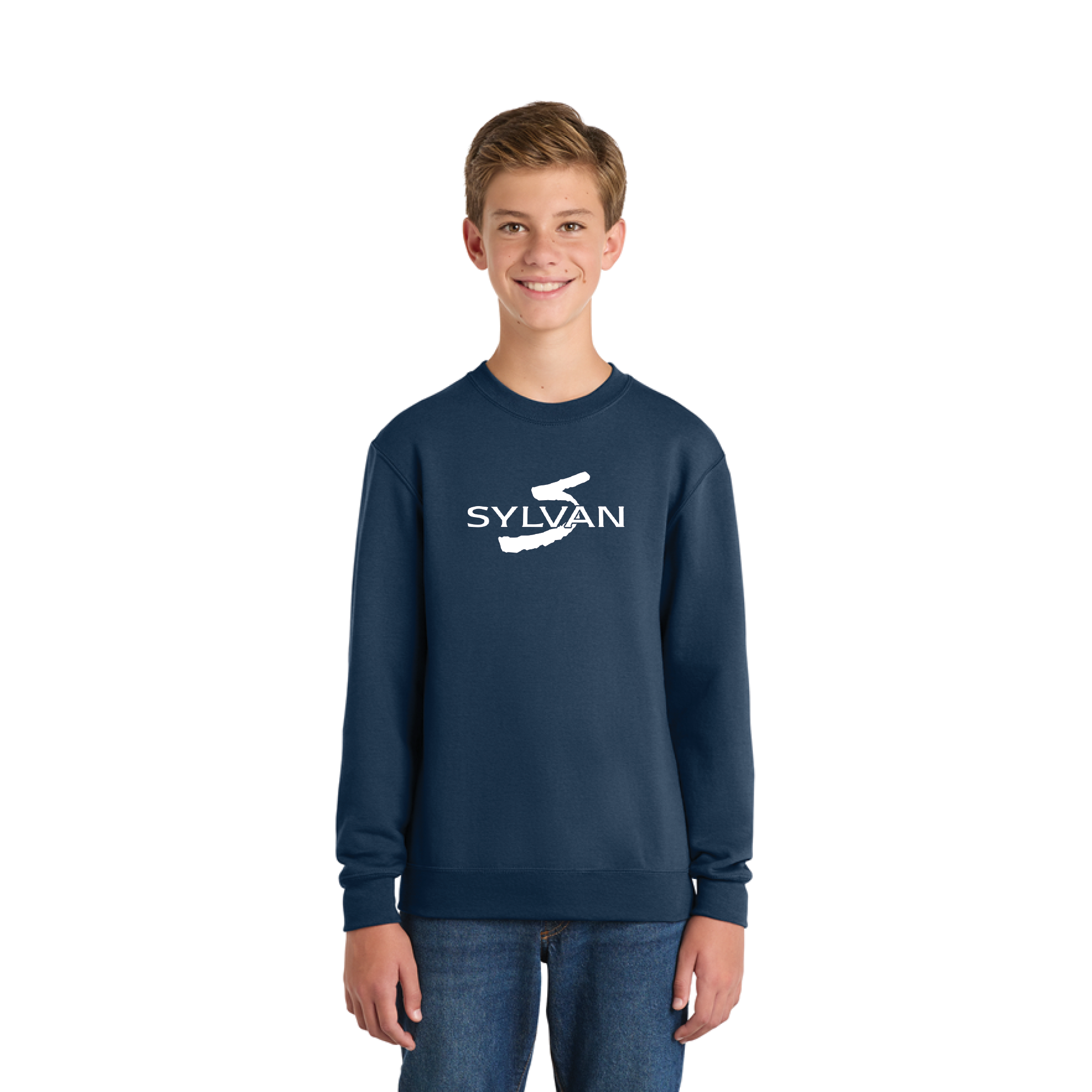 Youth Sylvan Logo Crewneck Sweatshirt - Navy