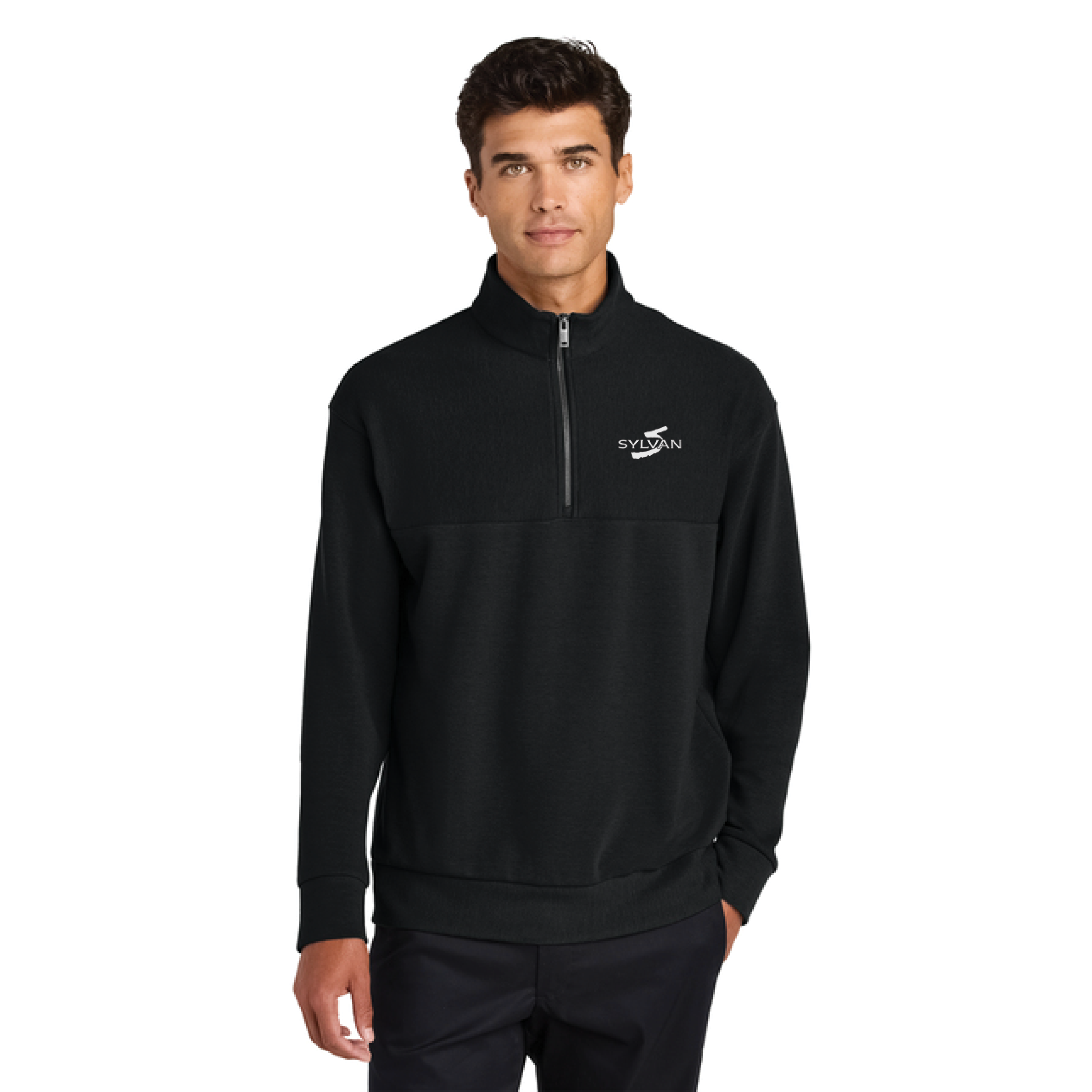 Mercer+Mettle Linear Texture 1/4 Zip - MM3040 - Black